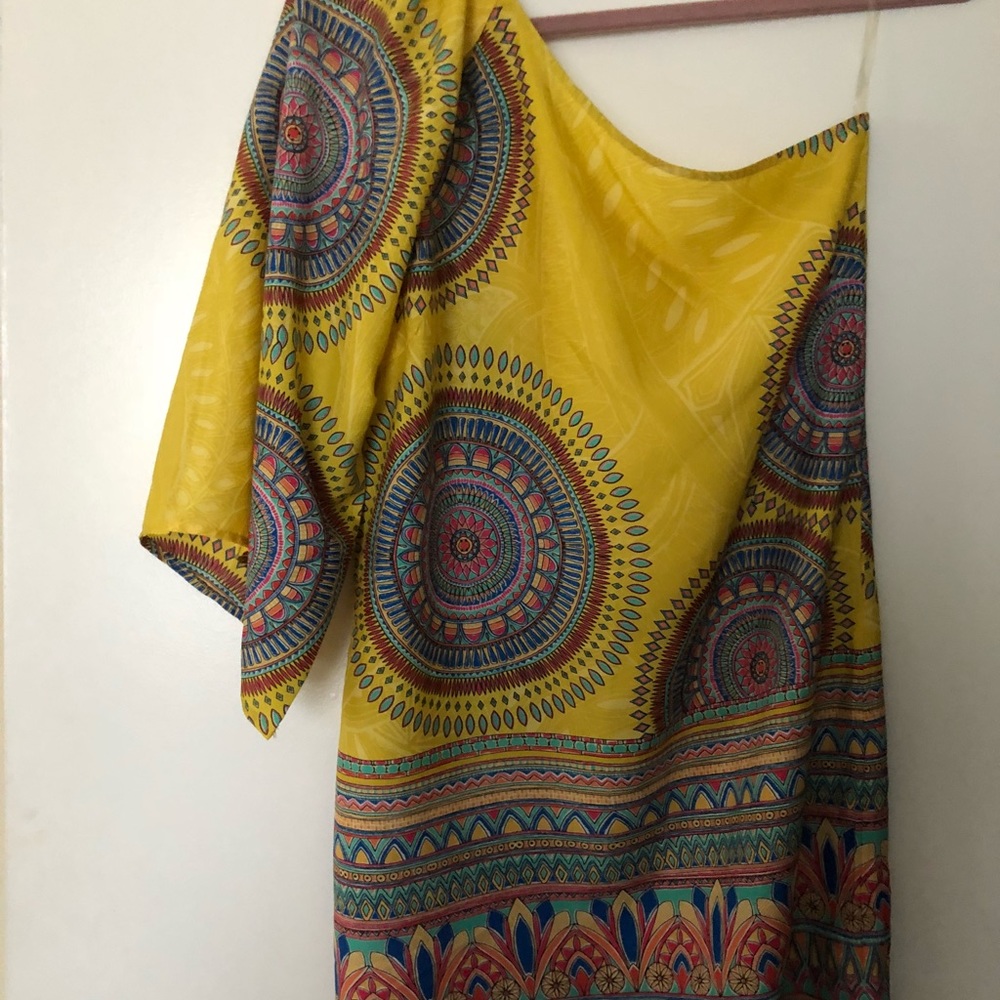 One shoulder fun print dress